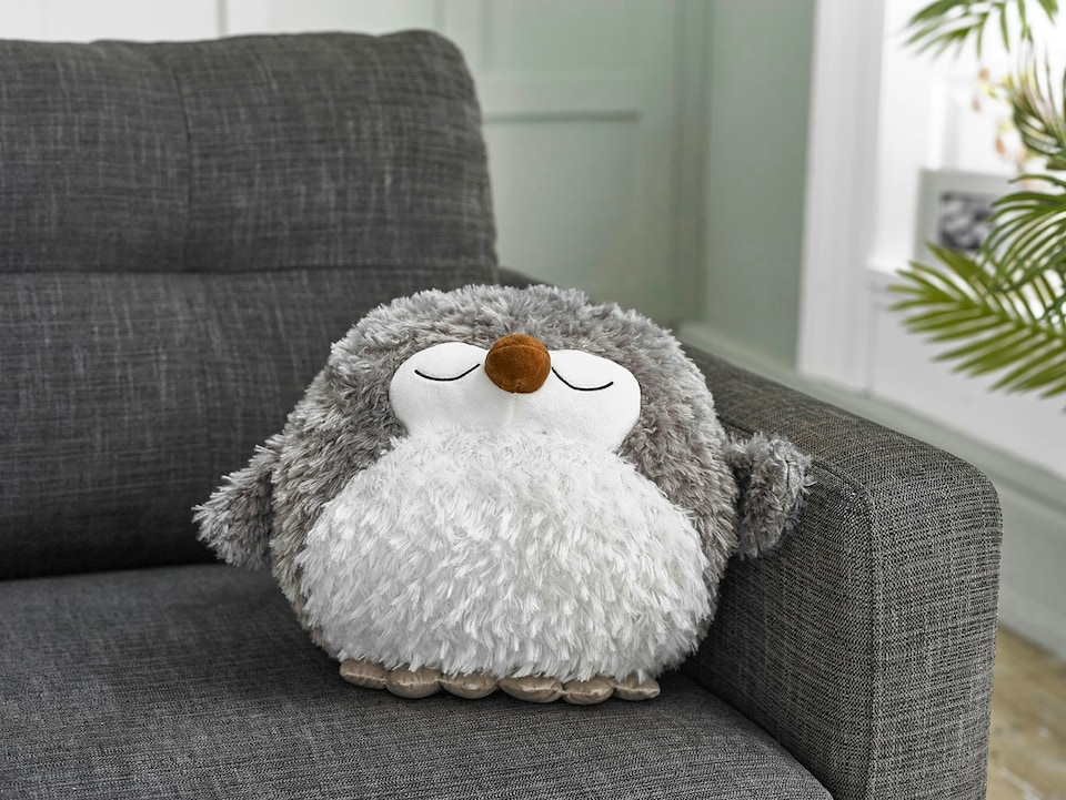 image 1 of Soft Cuddly Giant Handwarmer Cozy Grey Owl