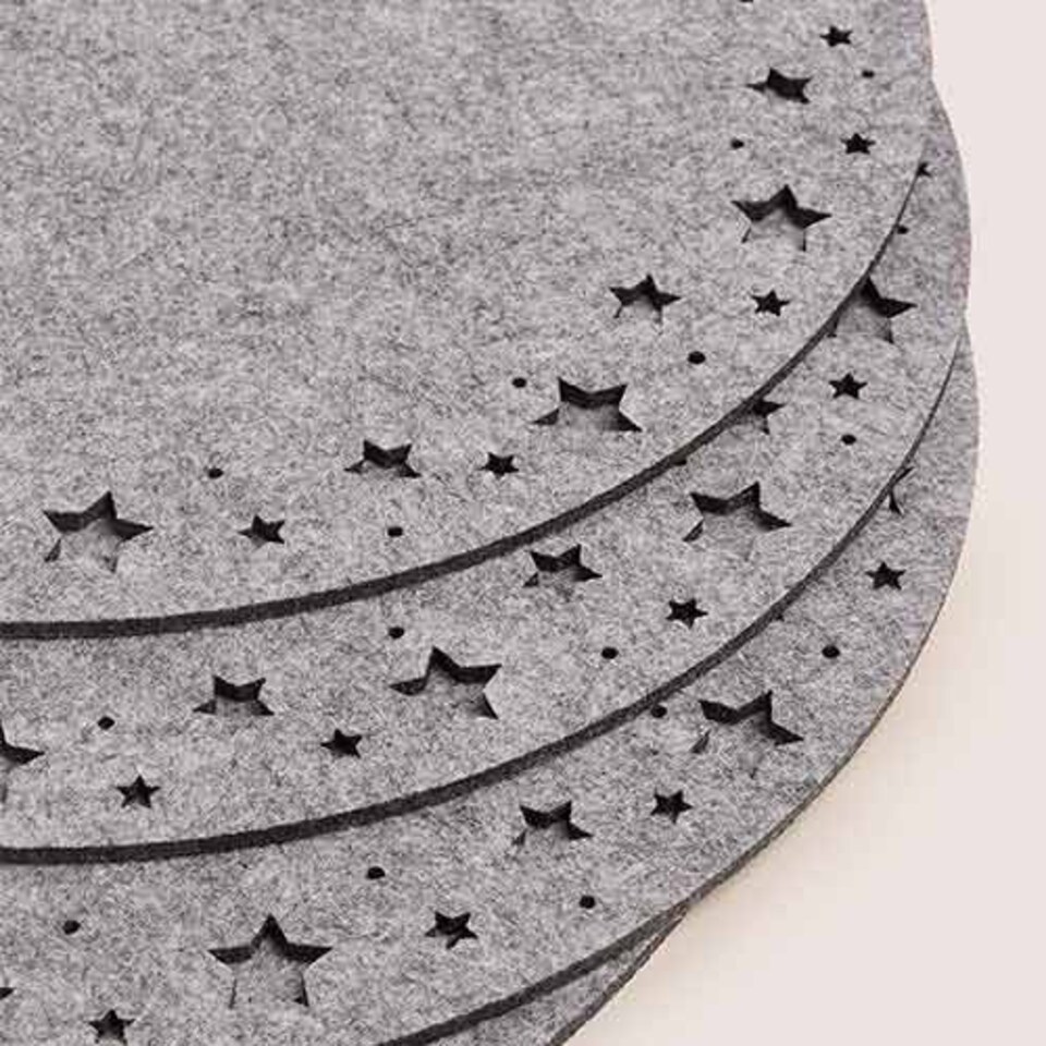 image 1 of Grey Star Cutout Christmas Felt Placemats 32cm - Pack of 4