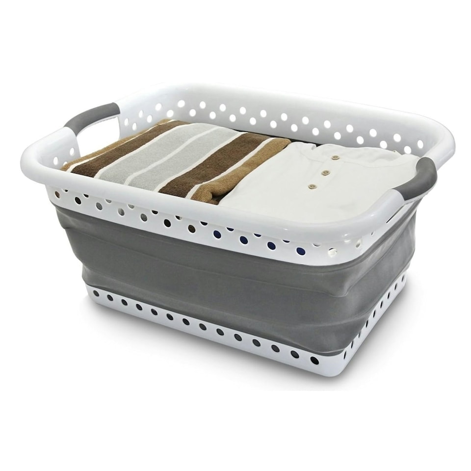 image 1 of Marco Paul  Collapsible Laundry Basket Folding Pop Up Washing Bin Clothes Storage White