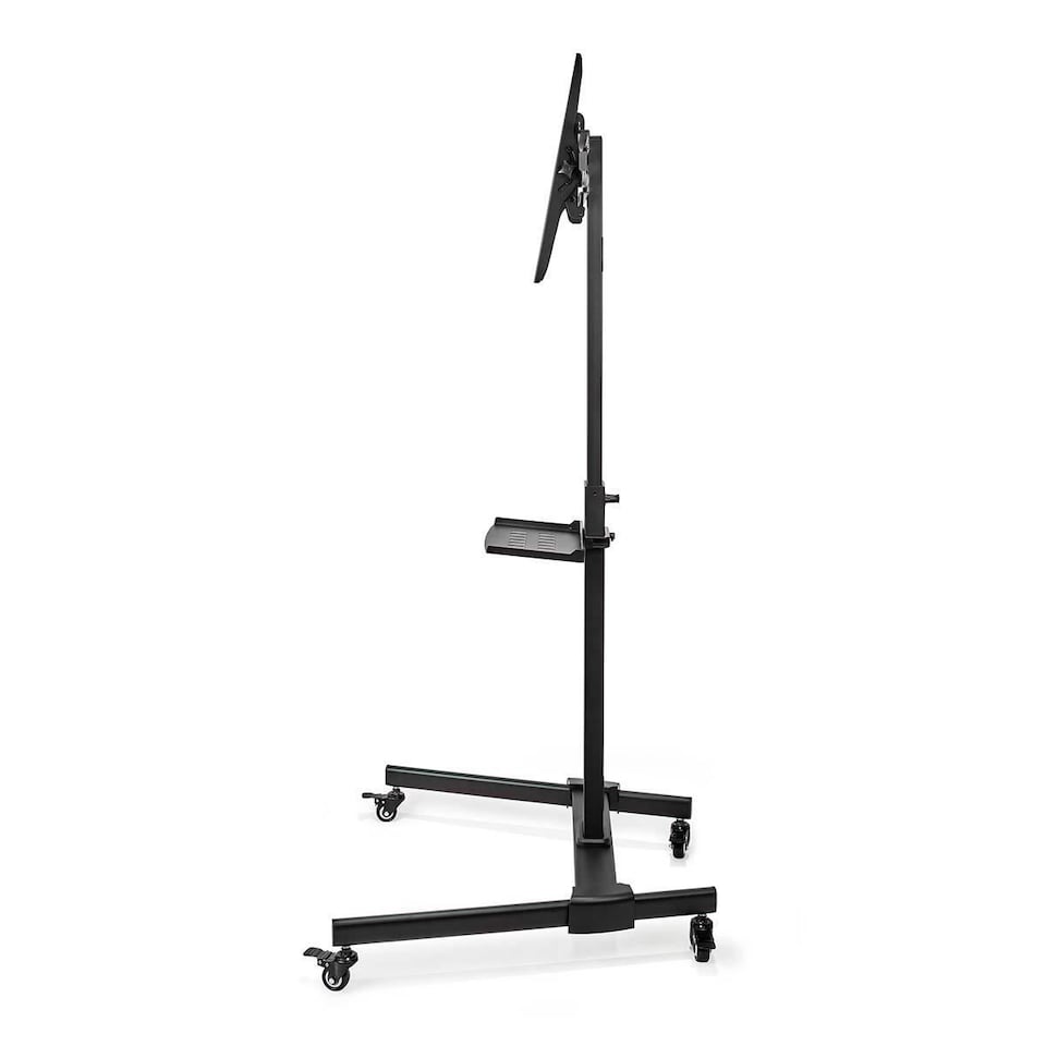 image 1 of Nedis TV Floor Presentation Meeting Stand Lockable Wheeled Trolley 32-55" up to 35 kg, Column Design, Adjustable, Snap-lock, AV Shelf - Black