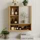 image 3 of Wooden Bathroom Wall Storage Cabinet Organiser With Mirror Natural Brown Brown