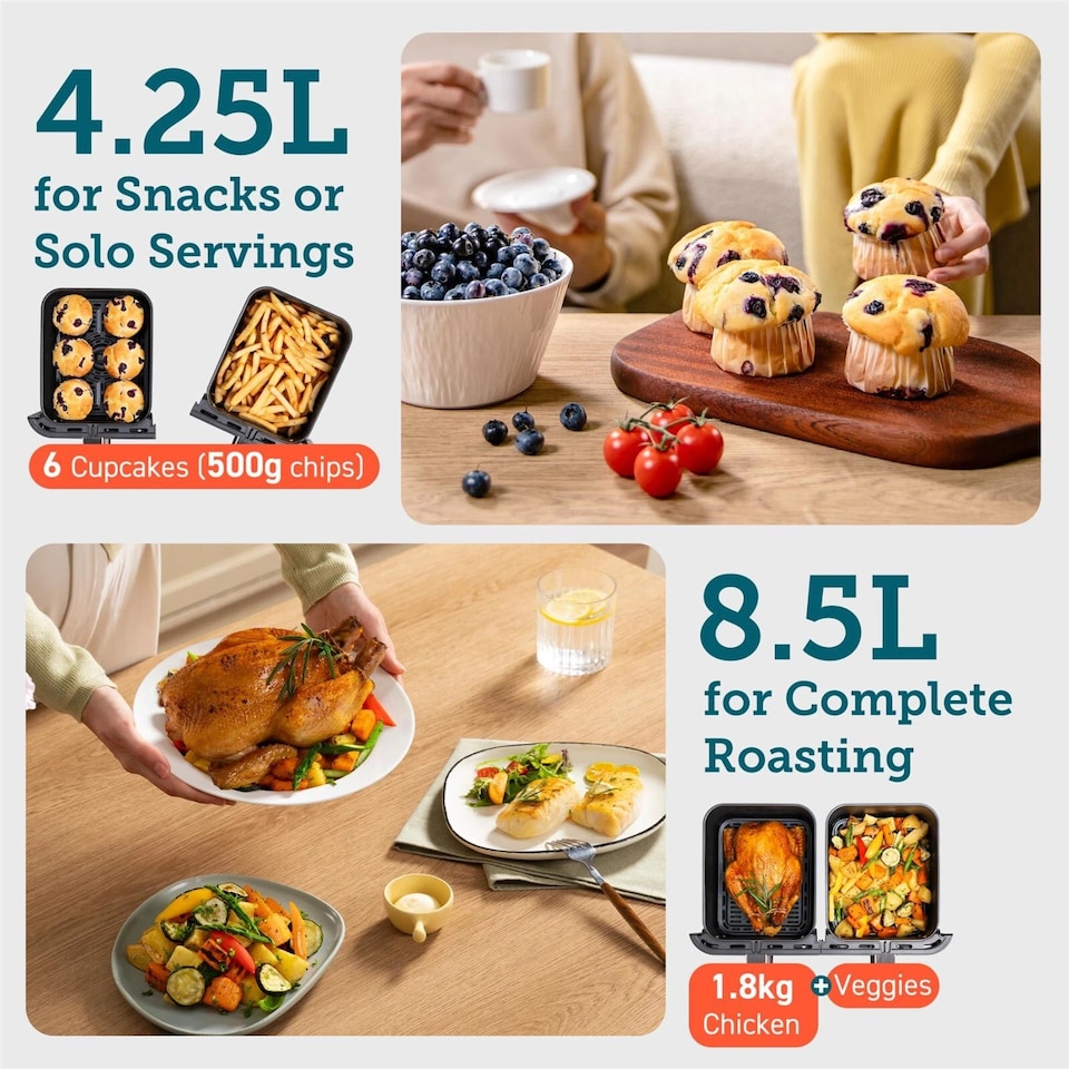 image 1 of COSORI DUAL BASKET 8.5 LITRE AIR FRYER