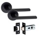 image 3 of Golden Grace 6 Pairs Leon Design Door Handles on Round Rose in Matt Black Finish with 2.5" Tubular Latch - 52mm Diameter Black