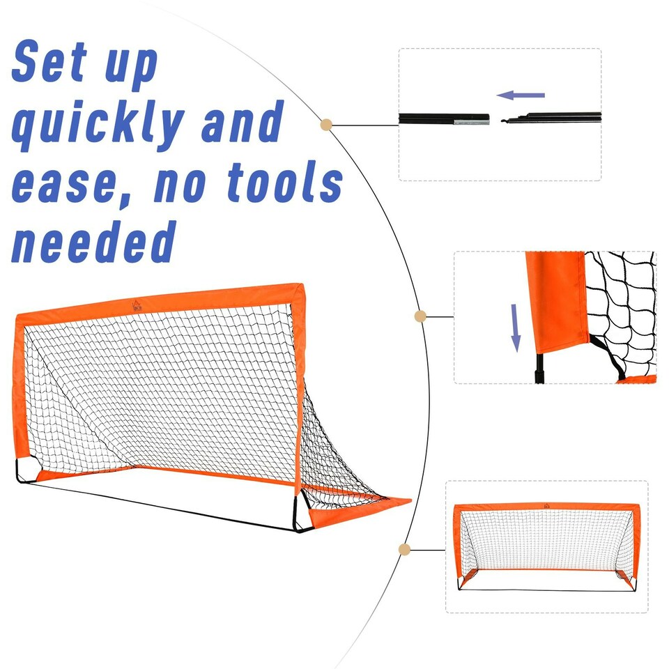 image 1 of HOMCOM Football Goal Folding Outdoor with All Weather Net 6'x3' Orange