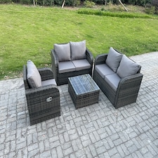 Fimous 4 Piece Garden Furniture Sets 5 Seater Outdoor Patio Furniture Set Weaving Wicker Rattan Sofa Chair and Table with Cushion