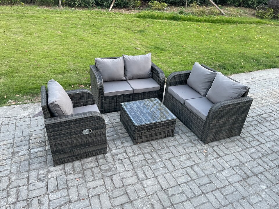 image 1 of Fimous 4 Piece Garden Furniture Sets 5 Seater Outdoor Patio Furniture Set Weaving Wicker Rattan Sofa Chair and Table with Cushion