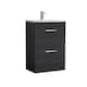 image 1 of Balterley Millwich Contemporary 2 Drawer Floor Standing Vanity Unit with Curved Basin, Charcoal Black, 600mm