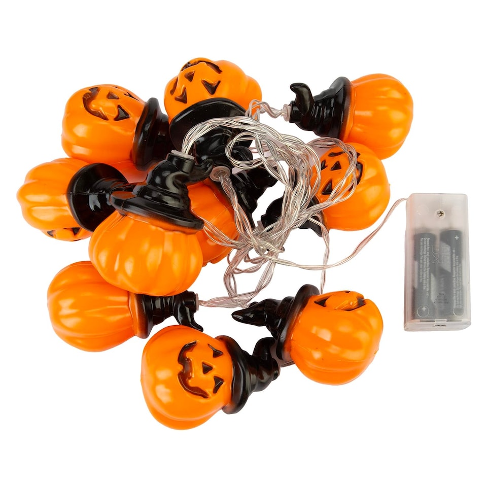 image 1 of vfm-estore Halloween Pumpkin Head String Lights - 165cm Orange Party Decoration