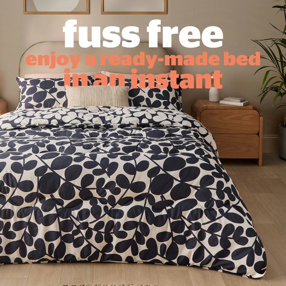 image 1 of Silentnight Coverless 10.5 Tog Duvet and Pillowcase Set, Leaf Print Blue | Double