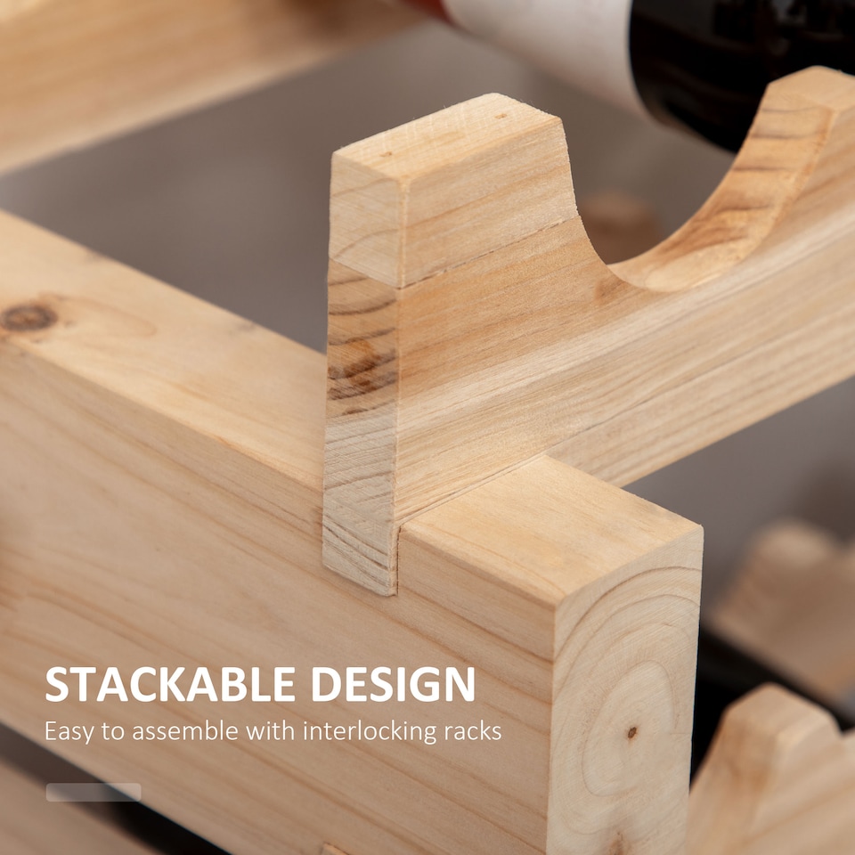 image 1 of HOMCOM 36 Bottle Shelf Wine Rack Holder Standing Holds Storage Fir Wood Cellar