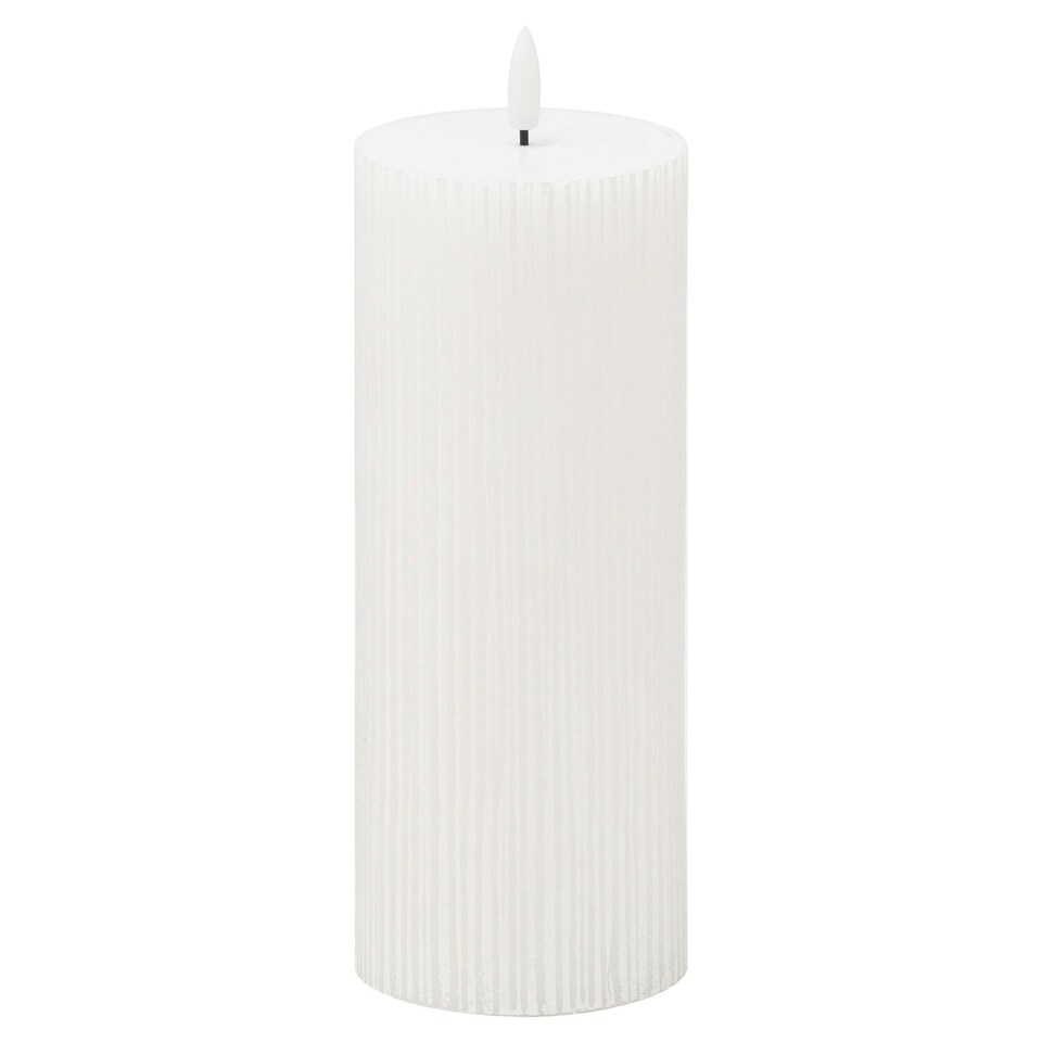 image 1 of Hill Interiors Luxe Collection Ribbed Natural Glow Electric Candle - White - 15cm x 7cm x 7cm White