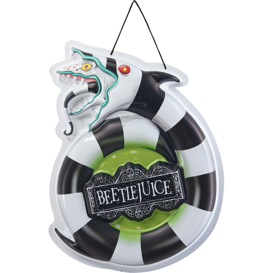 image 1 of Beetlejuice Sandworm Door Decoration - Black/White/Green - One Size