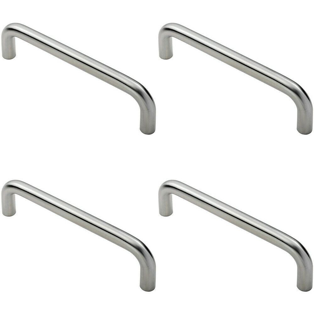 Loops 4x Round D Bar Pull Handle 244 19mm 225mm Fixing Centres Satin Steel in Metallics