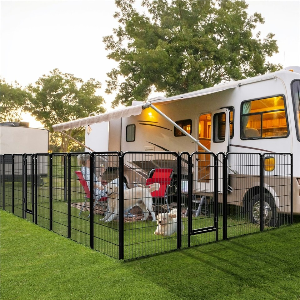 image 1 of Yaheetech 7-Panel Metal Dog Playpen, 71 × 120 cm Black