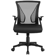 Yaheetech Height-Adjustable Mesh Office Chair with Lumbar Support and Flip-up Armrests-Black