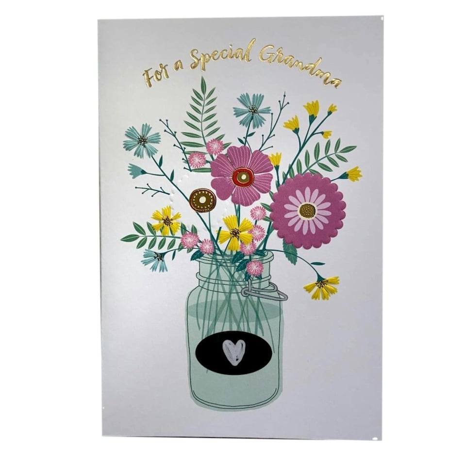 image 1 of Special Grandma Flower Pot Design Foil Finished Birthday Card