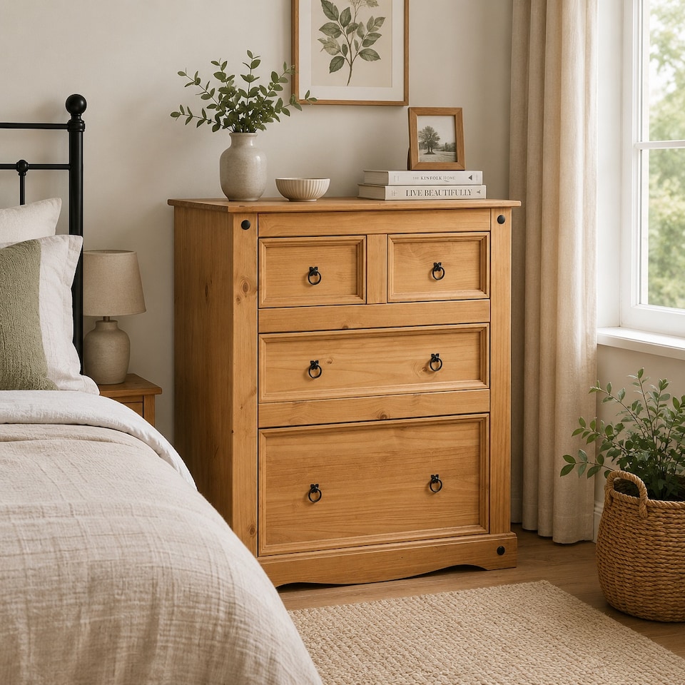 image 1 of Corona 4 Drawer Chest of Drawers 2 + 2 Solid Mexican Pine