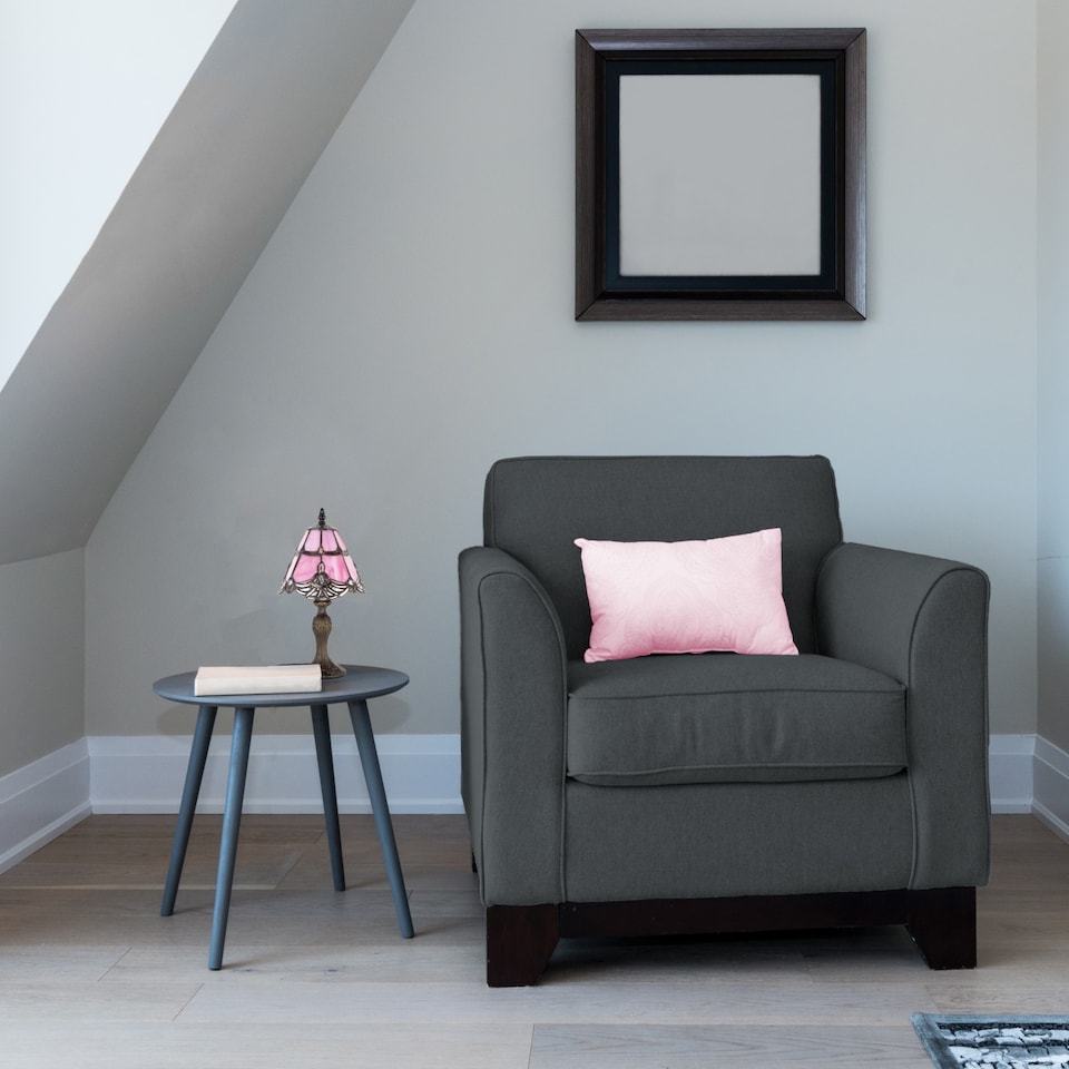 image 1 of Quirky and Petite Pink Stained Glass Tiffany Lamp with Clear Strip and Beads | Pink