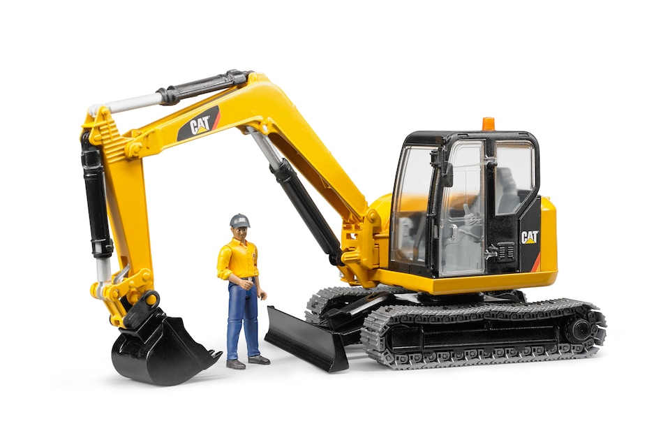 image 1 of Bruder Cat Mini excavator with worker Tracked Excavator Model