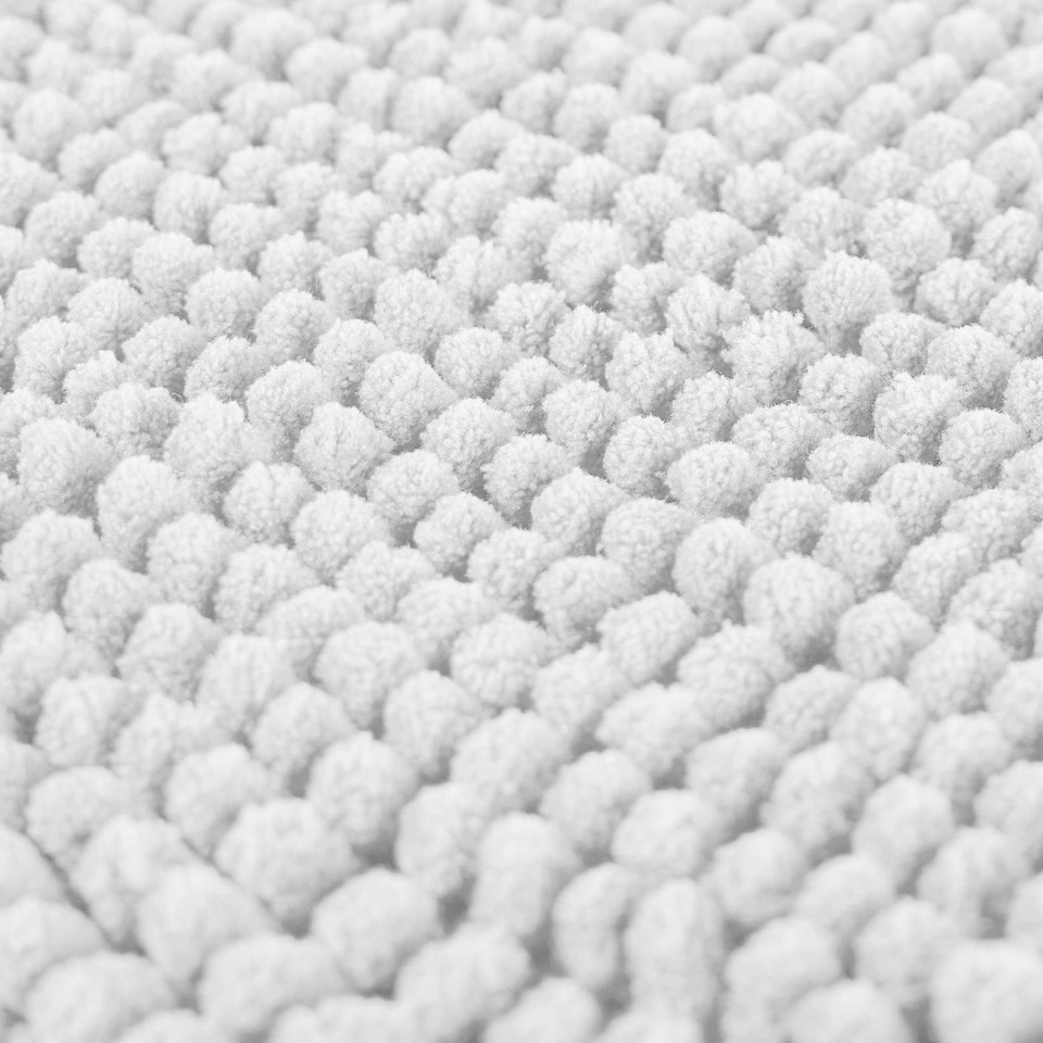 image 1 of OHS Soft Microfibre Non-Slip Absorbent Noodle Bobble Chenille Runner Bath Mat, 45x110cm - White White | 45x110cm