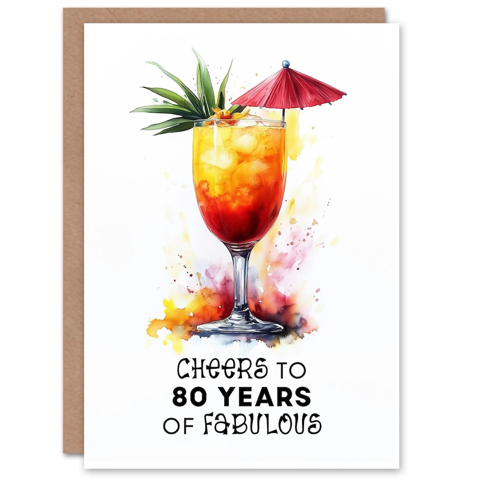 image 1 of Cheers to 80 Years of Fabulous Cocktail Fun 80th Birthday Card For Women