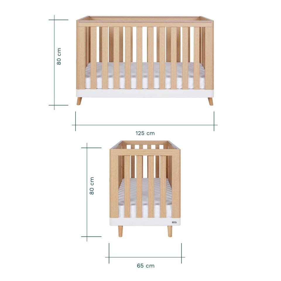 image 1 of Tutti Bambini Hygge Mini Cot Bed - White/Light Oak