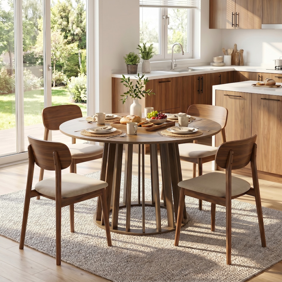 image 1 of HOMCOM Modern Dining Table for 4-6 People 120 cm Light Walnut