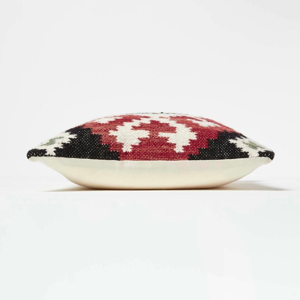 image 1 of Homescapes Tawa Handwoven Traditional Red & Black Kilim Cushion - 45 x 45 cm Red