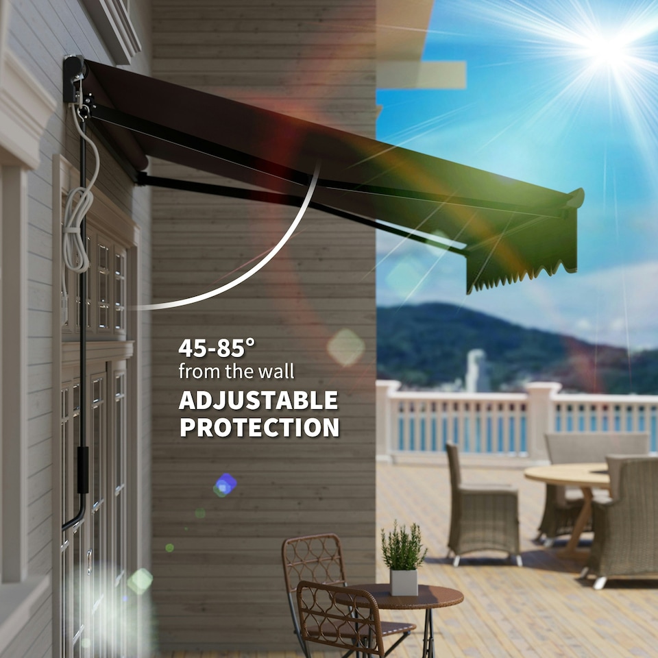 image 1 of Outsunny 3 x 2.5m Electric Awning with LED Light and Remote Controller Grey Grey