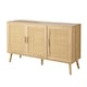 image 1 of Sideboard 3 Rattan Doors Solid Wooden Legs Cabinet Home Living Room Furniture