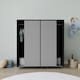 image 4 of 120cm 3 Sliding Doors Children Kids Wardrobe Bedroom Storage Closet Hanging Rail | Multi | Black with Grey Doors | 1