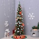 image 2 of HOMCOM 7ft Unlit Artificial Christmas Tree, Pencil Slim mas Tree with Solid Stand and Realistic Branches, Green