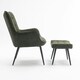 image 2 of Vera Velvet Occasional Living Room Modern Accent Chair with Footstool (Green)