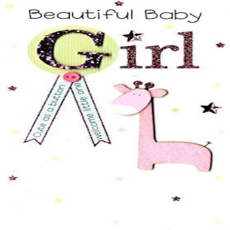 image 1 of Beautiful New Baby Girl Luxury Champagne Greeting Card Hand-Finished Cards