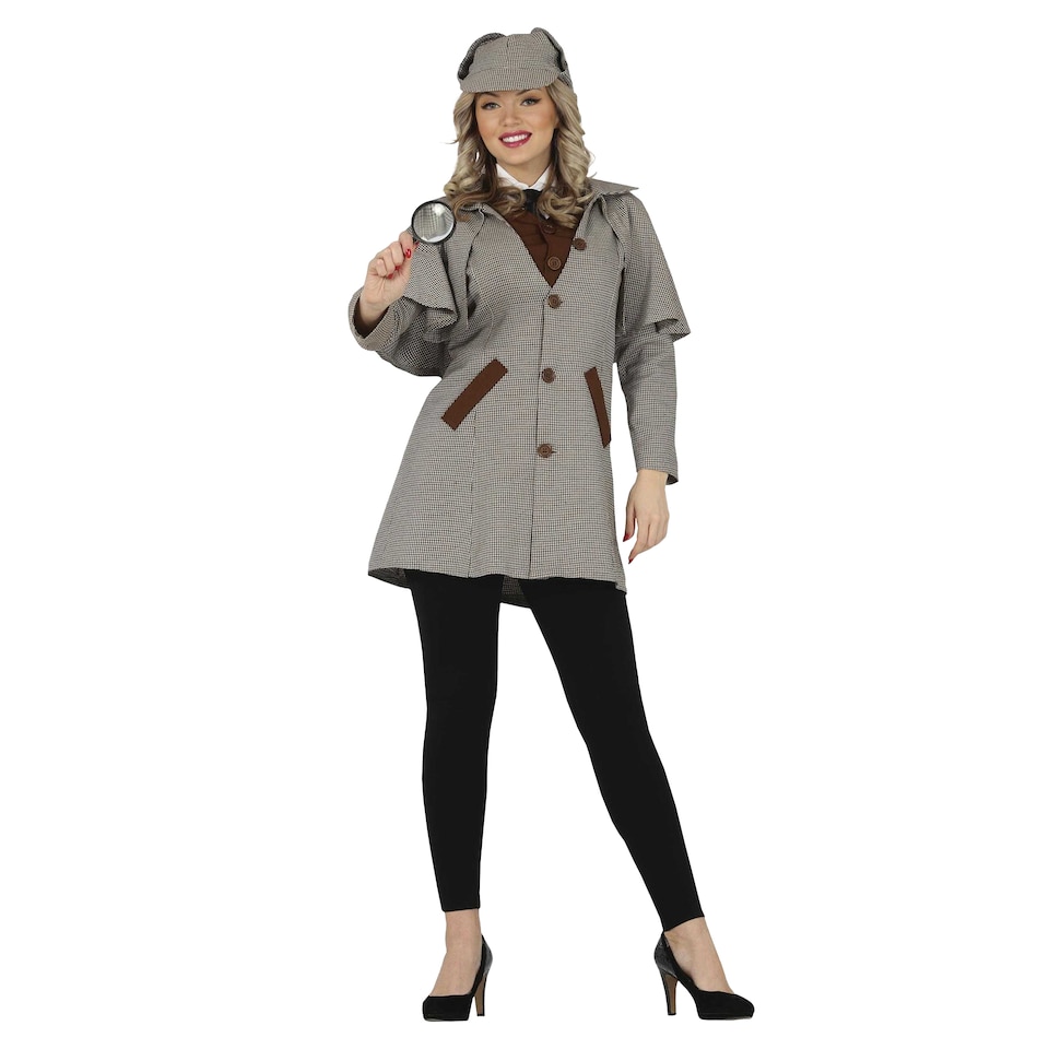 image 1 of Fiestas Guirca Womens/Ladies Detective Costume Set | Grey | Grey/Brown | 14-16 | 1