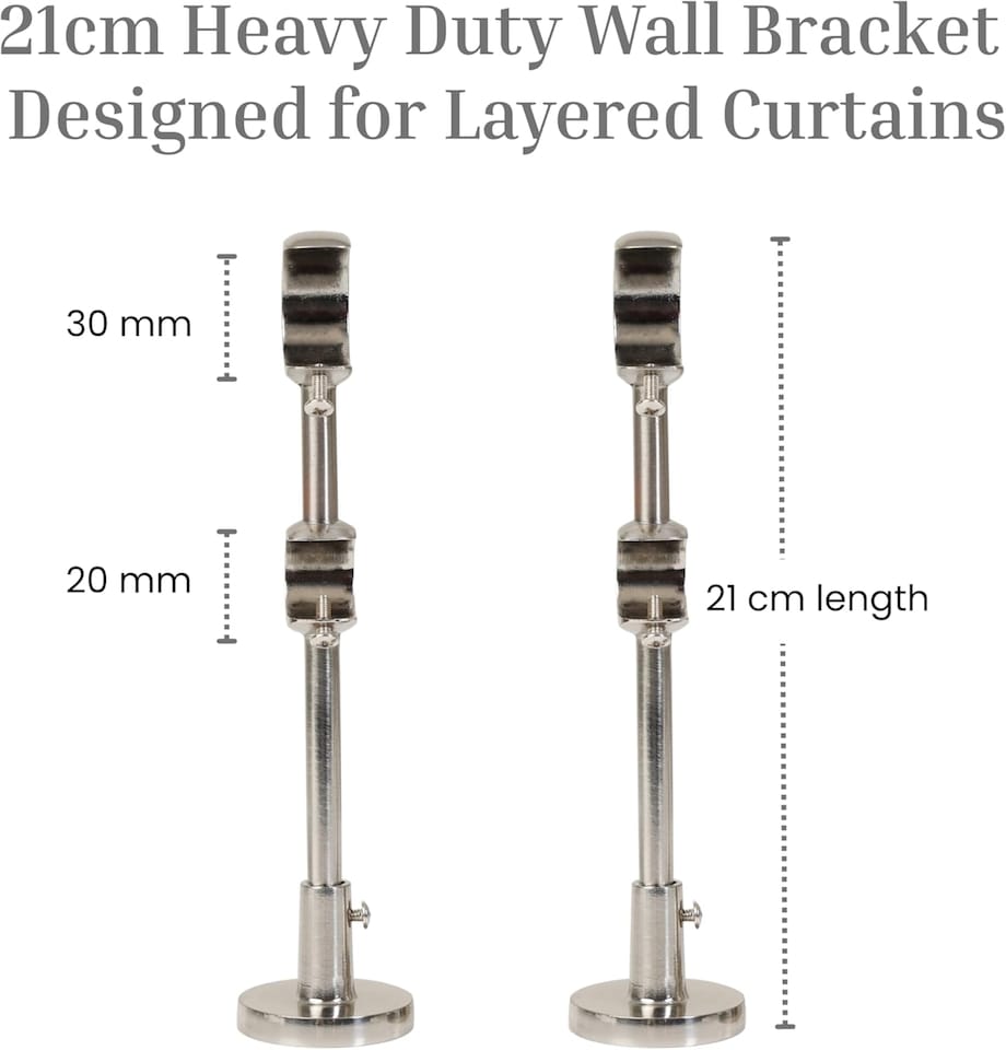 image 1 of Lister Cartwright Double Curtain Extendable Pole Set with Polished Steel Ball Finials- 19mm & 28mm Metal Poles(120- 220 cm)