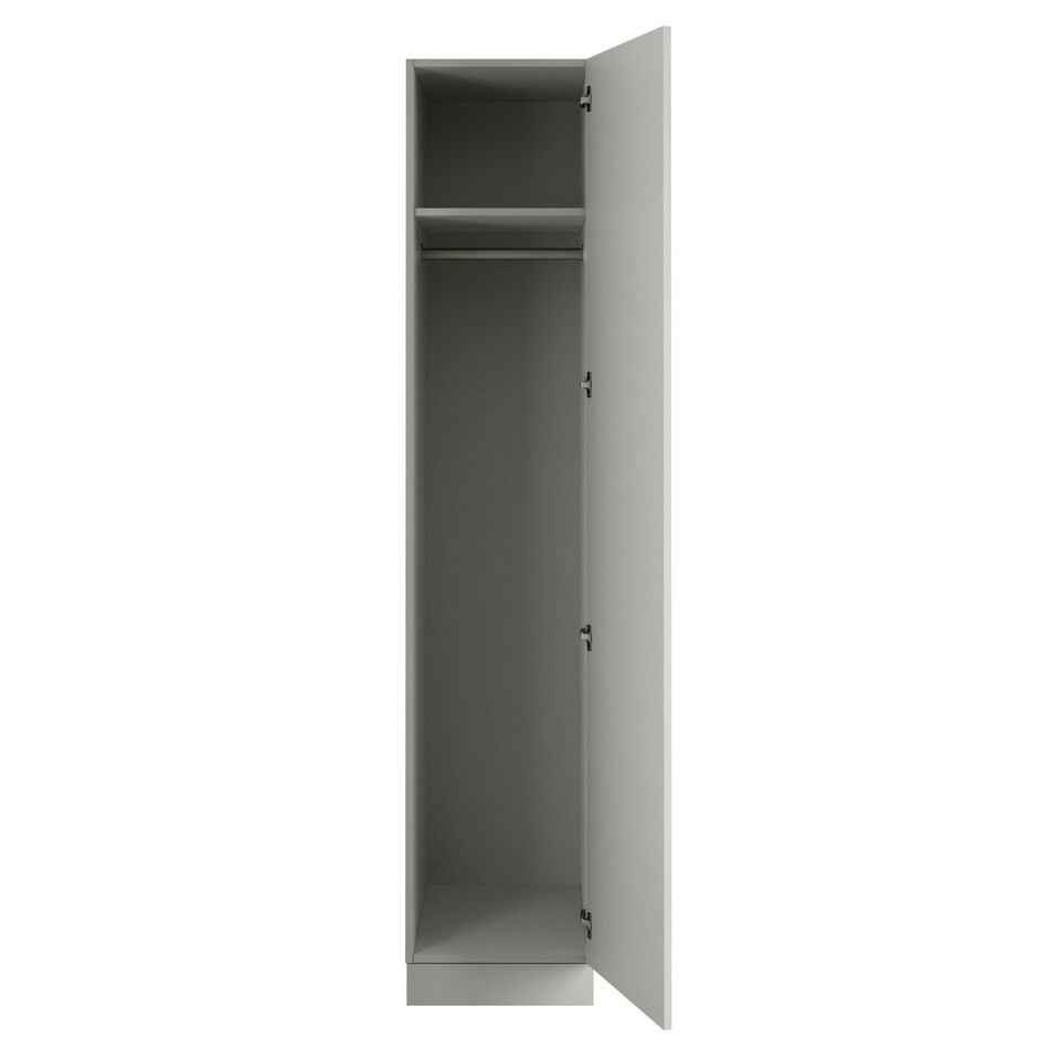 image 1 of Classic Square Panel Light Grey Single Wardrobe with Single Rail Grey