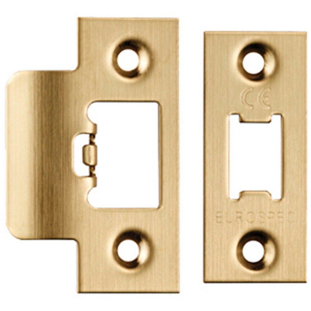 Loops Forend Strike & Fixing Pack Suitable for Tubular Latch Satin Brass in Metallics