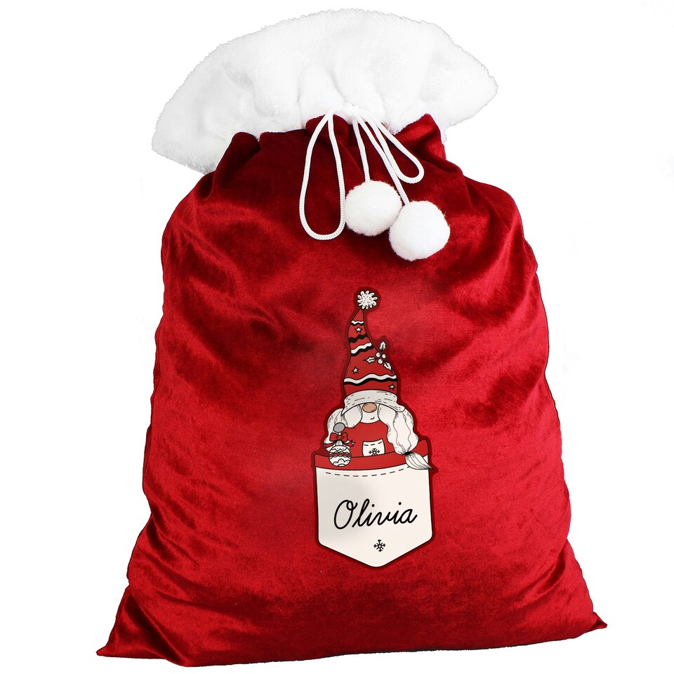 image 1 of Personalised Gonk Family Red Christmas Sack - Female