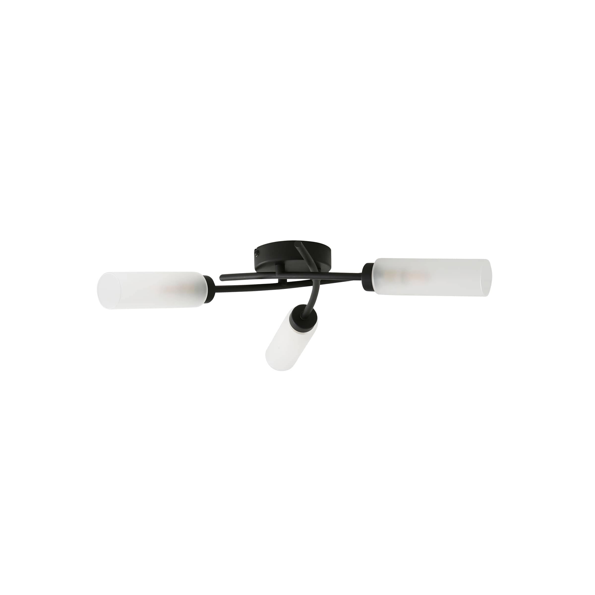 ValueLights Maya 3 Way Curved Cross Over Flush Ceiling Light in Black