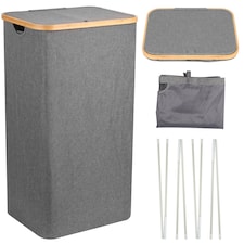 100L Foldable Laundry Hamper with Lid, Collapsible Clothes Basket