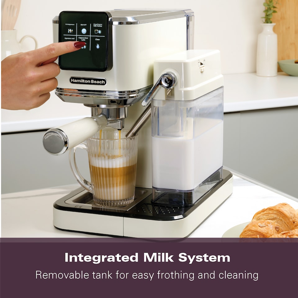 image 1 of Hamilton Beach BaristaPro Plus Touch 8-in-1 Espresso Machine Cream