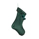 image 1 of 70cm Hanging Dark Green Velour Star Print Christmas Stocking with Pom Poms