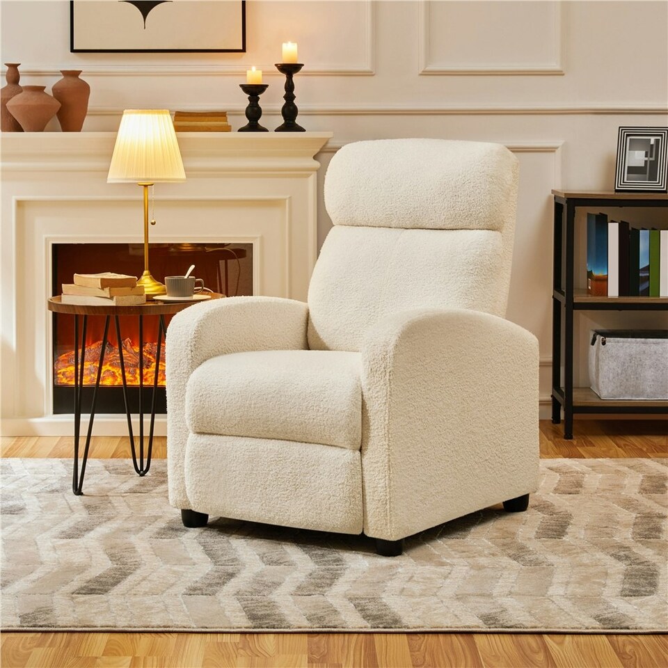 image 1 of Yaheetech Boucle Recliner Sofa with Pocket Springs N/A | Ivory