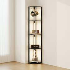 HOMCOM Corner Floor Lamp with Dimmable Warm White LED Light, Black