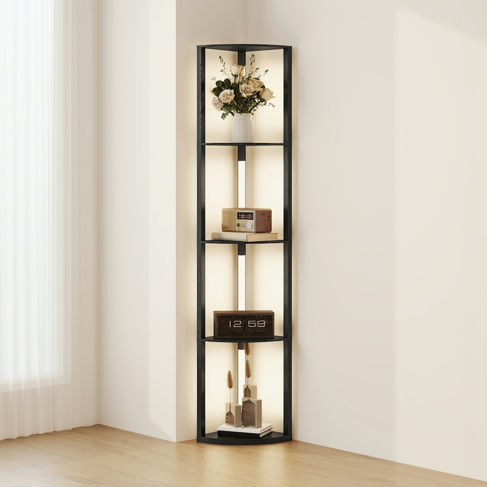 image 1 of HOMCOM Corner Floor Lamp with Dimmable Warm White LED Light, Black