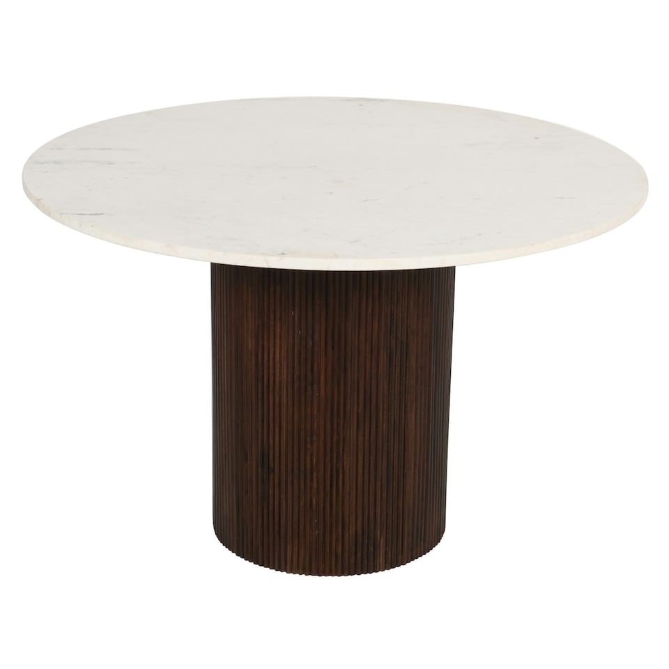 image 1 of Ruby Mango Wood Dining Table Round With Marble Top