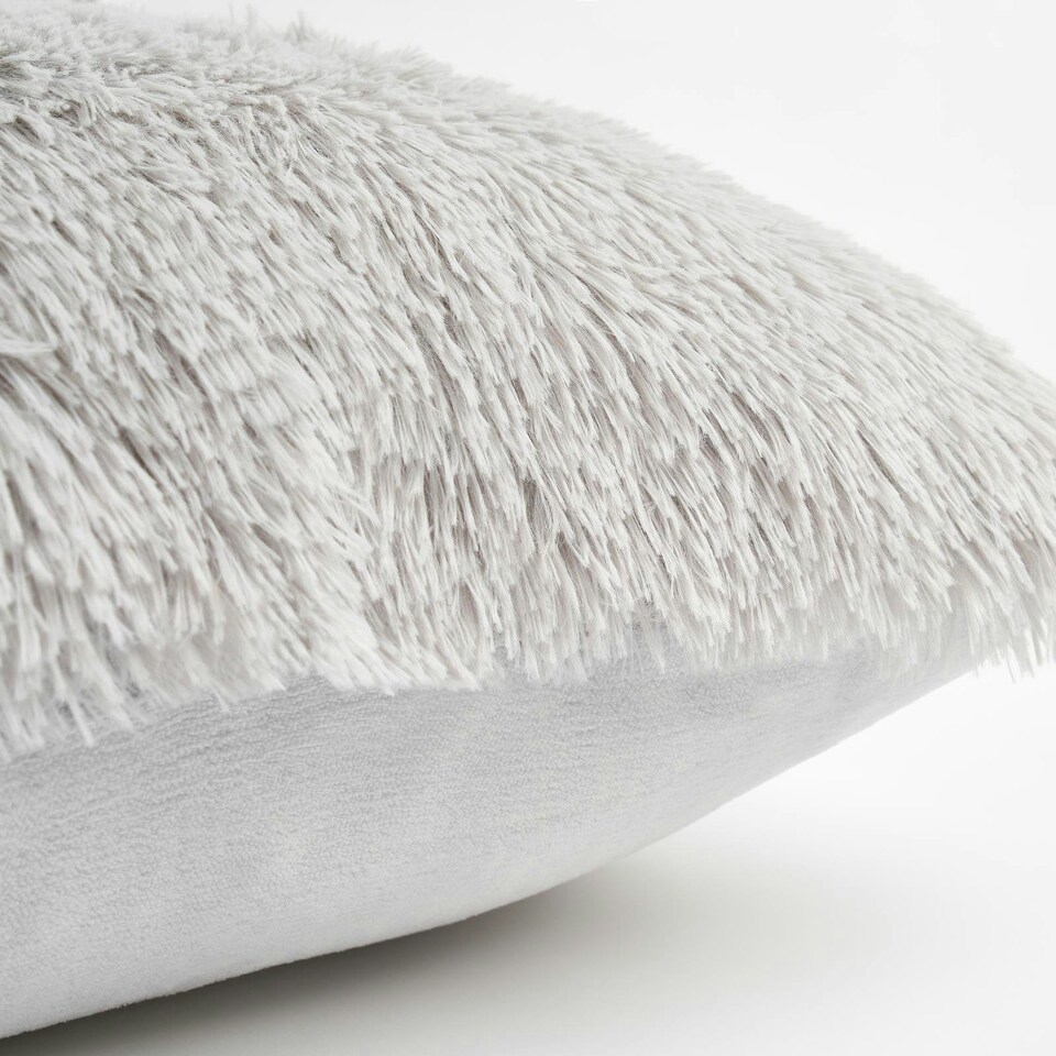 image 1 of OHS 2 x Fluffy Shaggy Soft Plush Cushion Covers, 45x45cm - Silver