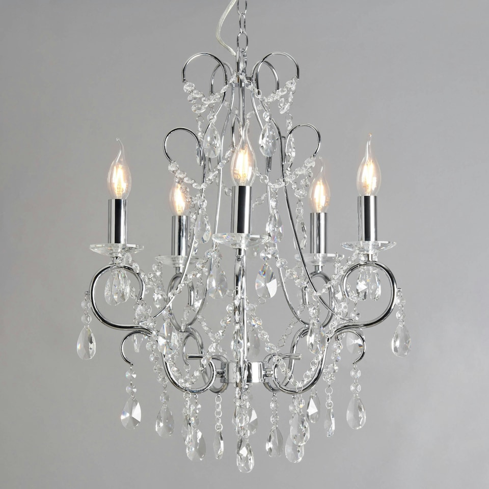 image 1 of BHS Viola 5 Light Chandelier, Silver