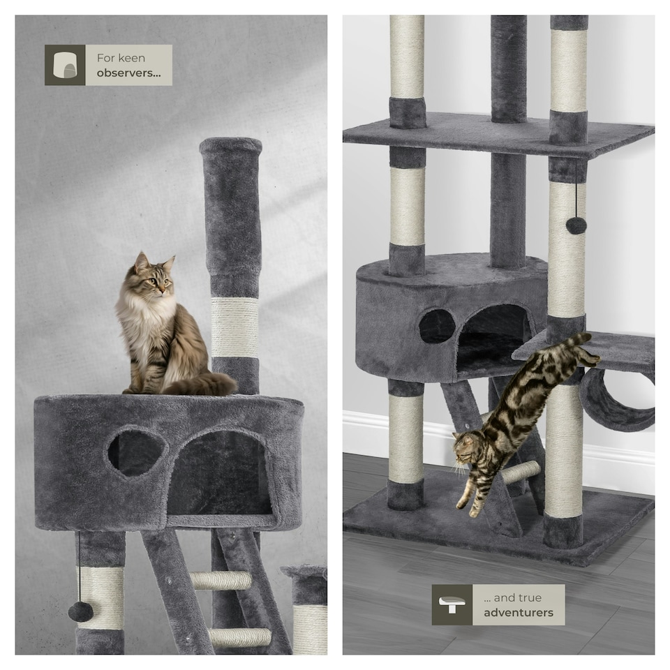 image 1 of Cat Tree Hansi - 243 to 260 cm, sisal cat scratching posts - Grey